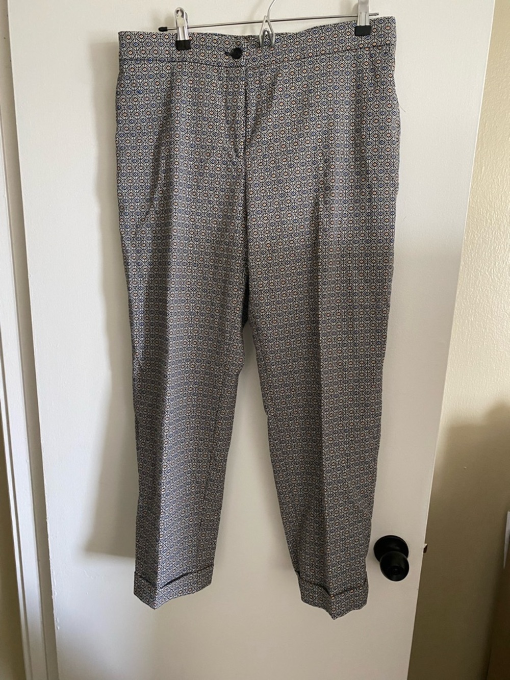 Etro Evil Eye Womens Size 50 Blue and White Geometric Print Pants
